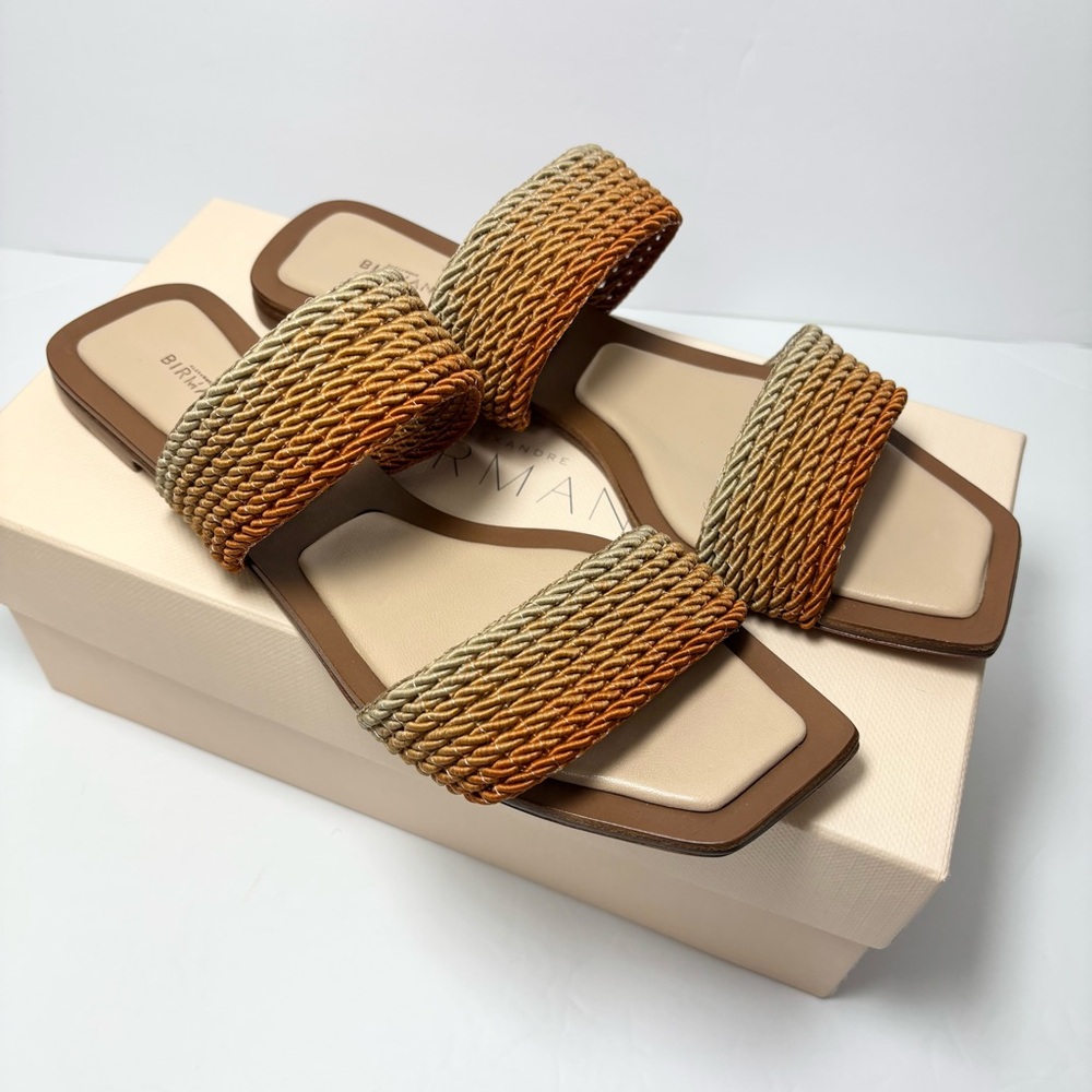 Alexandre Birman Orange and Tan Sandals with Woven Design size 40
